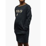 Polo Girls Emily Long Sleeve Printed Dress In Black