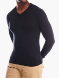 Polo Mens Long Sleeve Essential V Neck Knitwear In Black