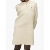 Polo Girls Addison Long Sleeve Knitted Golfer Dress In Milk