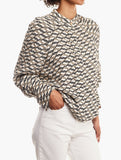 Polo Womens Grace Long Sleeve Printed Blouse In Black & White