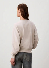 Calvin Klein Womens Monologo Frech Terry Sweartshirt In Beige