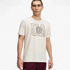 Under Armour Armour College Crest Logo T-Shirts In Beige