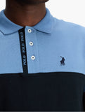 Polo Mens Colourblock Short Sleeve Golfer Black And Blue