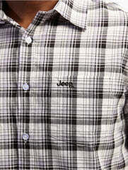 Jeep Mens Yarn Dye Check Shirt In Black & White
