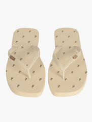 Polo Ladies Squoval Monogram Off White Flip Flops