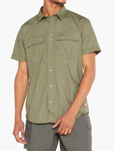 Jeep Short Sleeve Safari Shirt With Back Vent In Olive