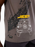 Jeep Mens Fashion Graphic Basic T-Shirt In Charcoal