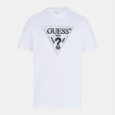 Guess Mens Triangle Logo T-Shirt In White