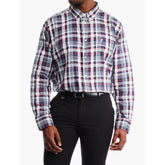 Polo Mens Long Sleeve Check Weekend Shirt In Navy & Red