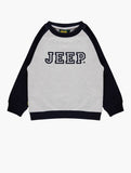 Jeep Boys Raglan Crew Sweater In Grey & Blue