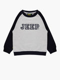 Jeep Boys Raglan Crew Sweater In Grey & Blue