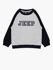 Jeep Boys Raglan Crew Sweater In Grey & Blue