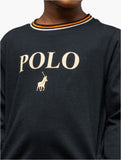 Polo Girls Emily Long Sleeve Printed Dress In Black