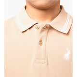 Polo Boys Owen Jacquard Short Sleeve Golfer In Taupe