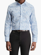 Polo Mens Check Dobby Long Sleeve Shirt In Blue