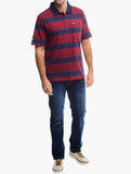 Jeep Yarndye Stripe Polo Golfer In Red Multi