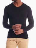 Polo Mens Long Sleeve Essential V Neck Knitwear In Black