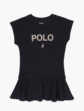 Polo Girls Emily Short Sleevee Embroidered Dress In Black