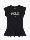 Polo Girls Emily Short Sleevee Embroidered Dress In Black