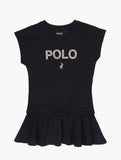 Polo Girls Emily Short Sleevee Embroidered Dress In Black