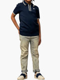 Polo Boys Scott Short Sleeve Quarter Zip Golfer In Navy
