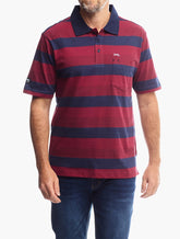 Jeep Yarndye Stripe Polo Golfer In Red Multi