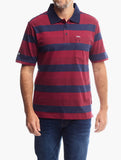 Jeep Yarndye Stripe Polo Golfer In Red Multi