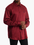 Polo Mens Sateen Shirt In Burgundy