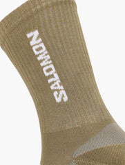 Salomon Unisex Everyday Crew Socks In Khaki