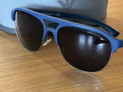 Emporio Armani Rubber Frame Sunglasses For Men In Petroleum