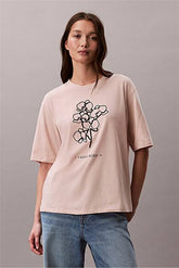 Calvin Klein Womens Seasonal Graphic Oversized T-Shirt In Beige