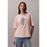 Calvin Klein Womens Seasonal Graphic Oversized T-Shirt In Beige