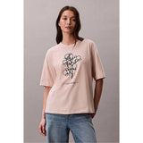 Calvin Klein Womens Seasonal Graphic Oversized T-Shirt In Beige