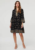 Stella Morgan Printed Knee Length Dress In Black