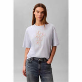 Calvin Klein Womens Seasonal Graphic Oversized T-Shirt In Light Blue