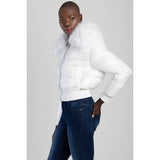 Sissyboy Womens Puffer Jacket With Fur Collar In White