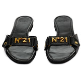 Nº21 Womens Logo Lettering Leather Sandals In Black