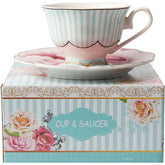 Jenna Clifford Cup & Saucer In a Gift Box In Pink Multi