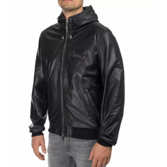 John Richmond Mens real Leather Jacket In Black