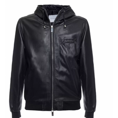 John Richmond Mens real Leather Jacket In Black