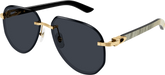 Cartier Aviators Sunglasses In Black & Gold