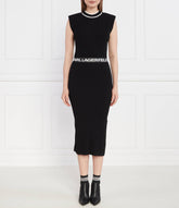 Karl Lagerfeld Ladies Sleeveless Padded Knit Dress In Black & White