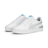 Puma Girls Carina 2.0 Mermaid PS Sneakers In White/Hero Blue/Silver