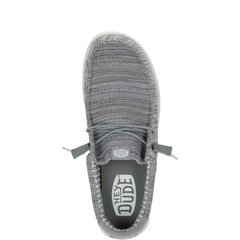 Hey Dude Mens Wally Grey Stretch Mesh Shoes