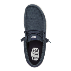 Hey Dude Mens Wally Navy Stretch Mesh Shoes