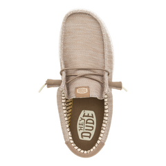 Hey Dude Mens Wallys Stretch Mesh Shoes In Tan