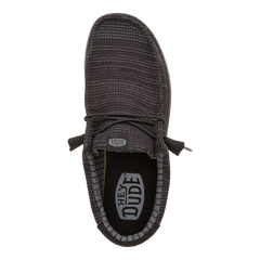 Hey Dude Mens Wally Black Stretch Mesh Shoes