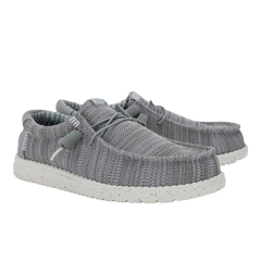 Hey Dude Mens Wally Grey Stretch Mesh Shoes