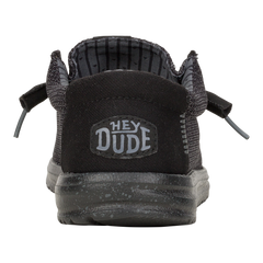 Hey Dude Mens Wally Black Stretch Mesh Shoes