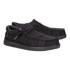Hey Dude Mens Wally Black Stretch Mesh Shoes